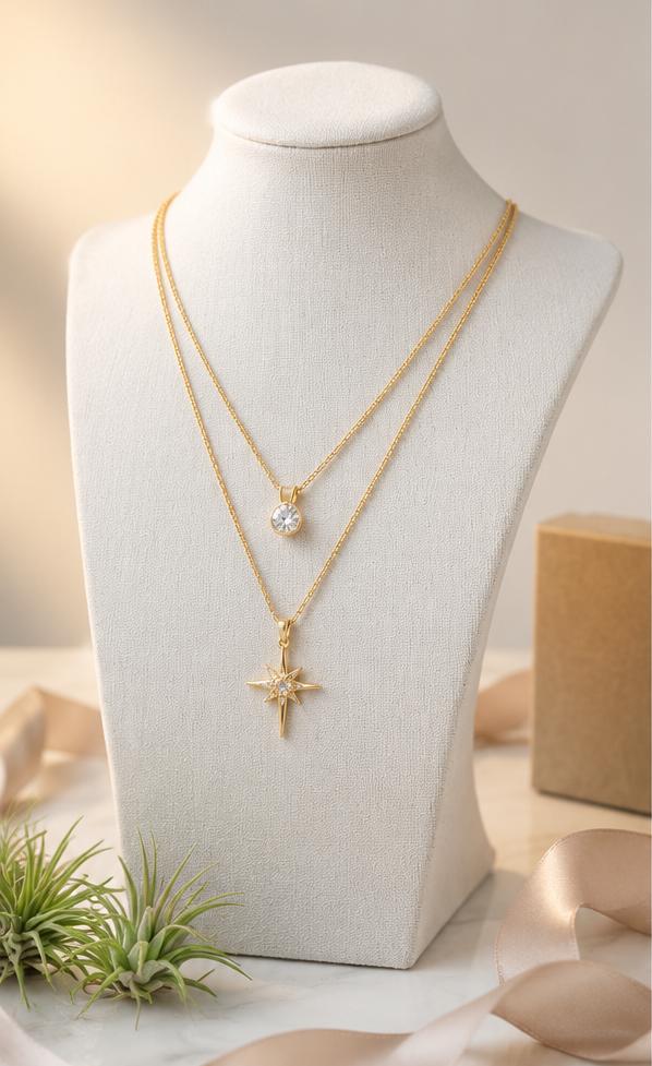 Celestial North Star Layered Necklace