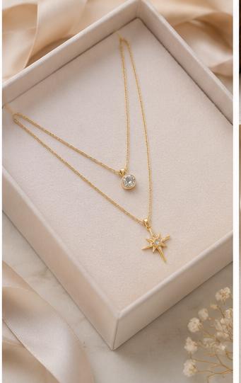 Celestial North Star Layered Necklace