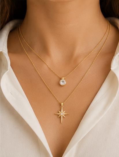 Celestial North Star Layered Necklace