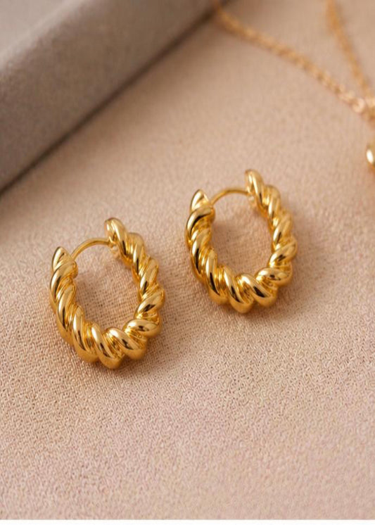 Twisted Gold Hoop Earrings