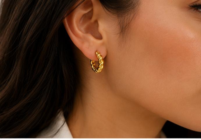 Twisted Gold Hoop Earrings
