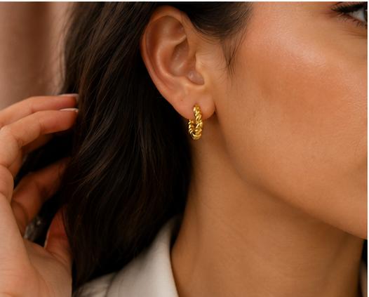 Twisted Gold Hoop Earrings