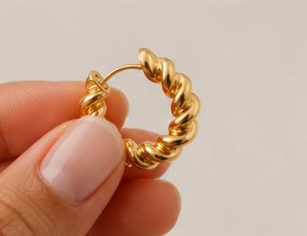 Twisted Gold Hoop Earrings
