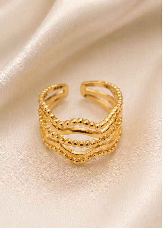 Golden Wave Adjustable Ring