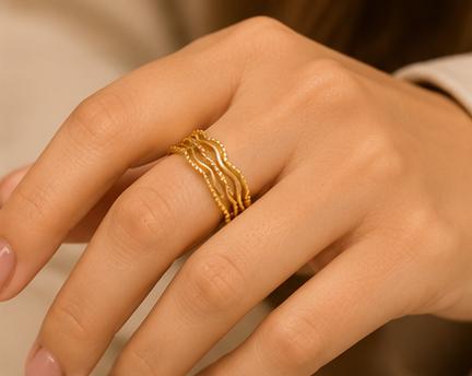 Golden Wave Adjustable Ring