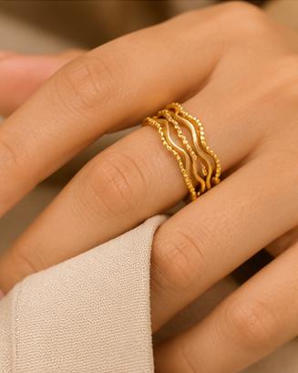 Golden Wave Adjustable Ring