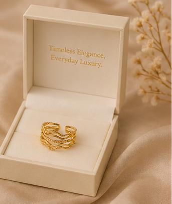 Golden Wave Adjustable Ring