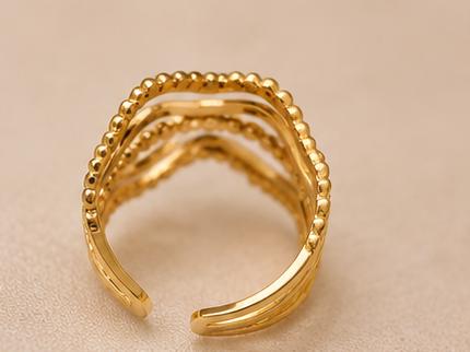 Golden Wave Adjustable Ring