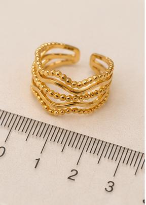 Golden Wave Adjustable Ring