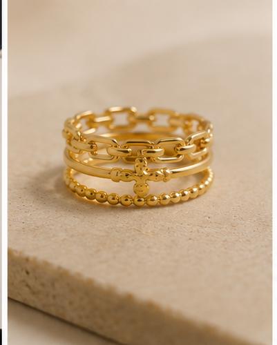 Triple Layer Chain Link Gold Ring
