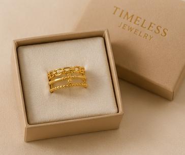 Triple Layer Chain Link Gold Ring