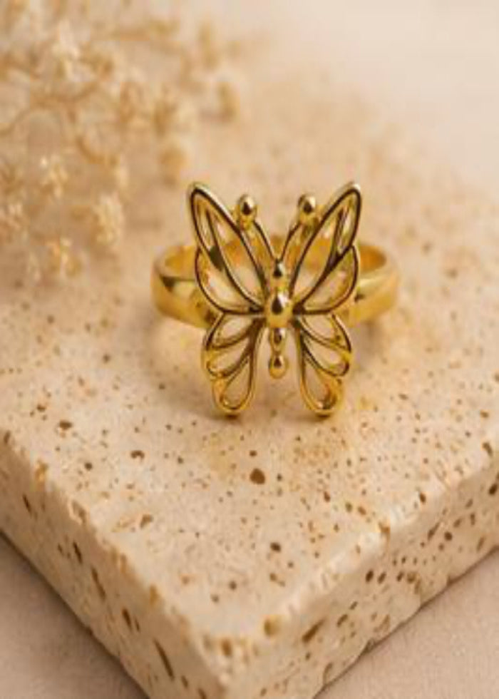 Butterfly Charm Adjustable Gold Ring