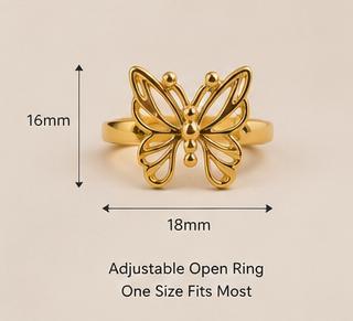 Butterfly Charm Adjustable Gold Ring
