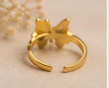 Butterfly Charm Adjustable Gold Ring