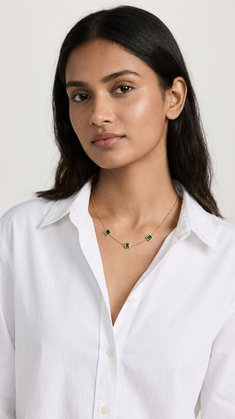 Emerald Trio Station Necklace