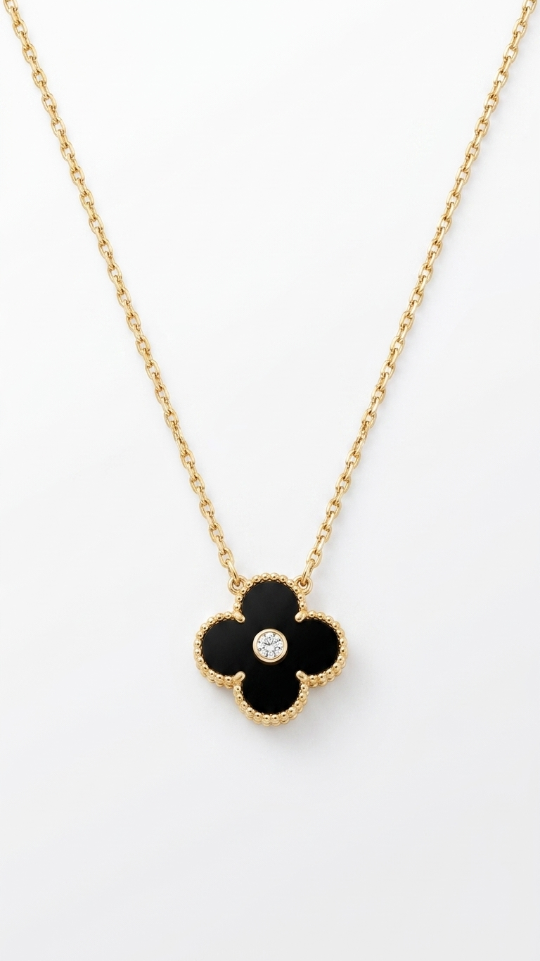 Midnight Clover Pendant Necklace