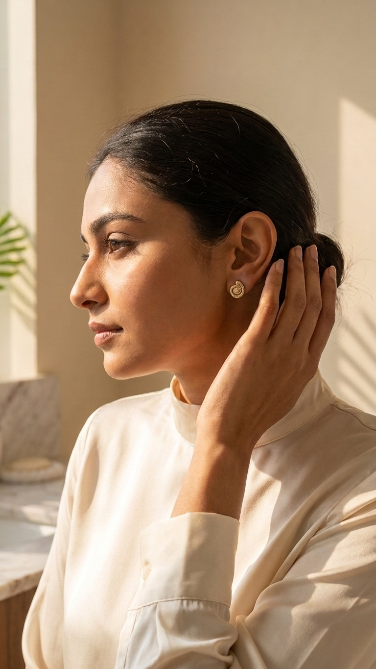Golden Spiral Crystal Stud Earrings