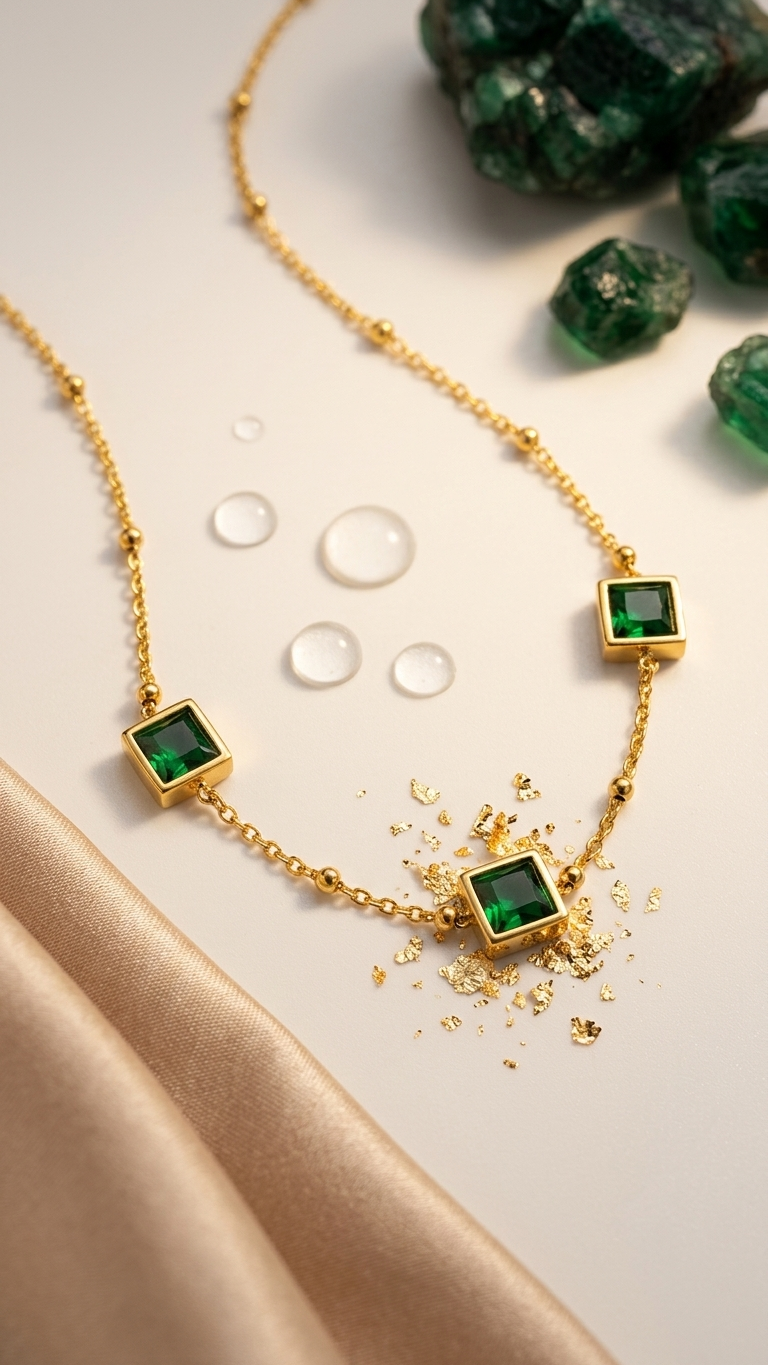 Emerald Trio Station Necklace