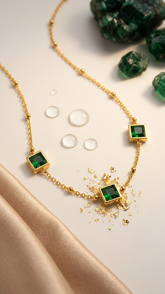 Emerald Trio Station Necklace