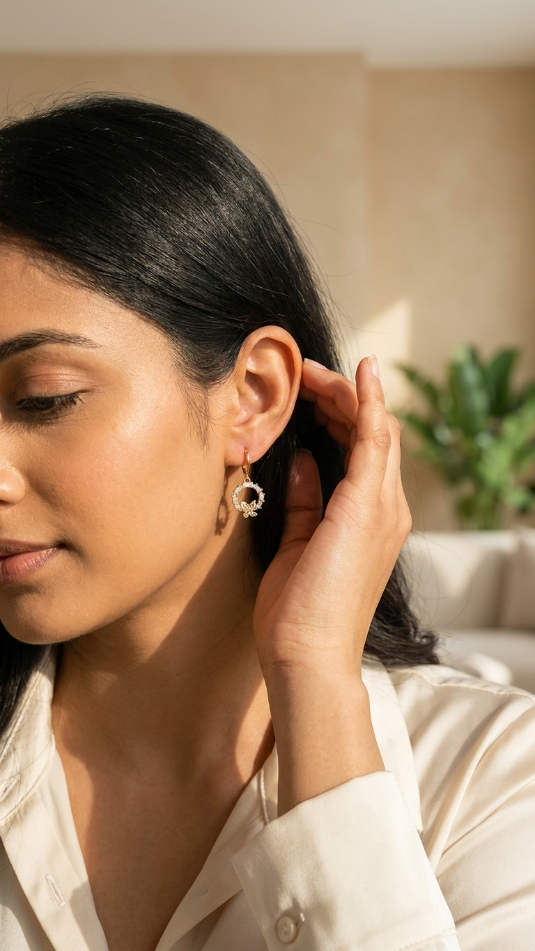 Butterfly Bloom Crystal Hoop Earrings