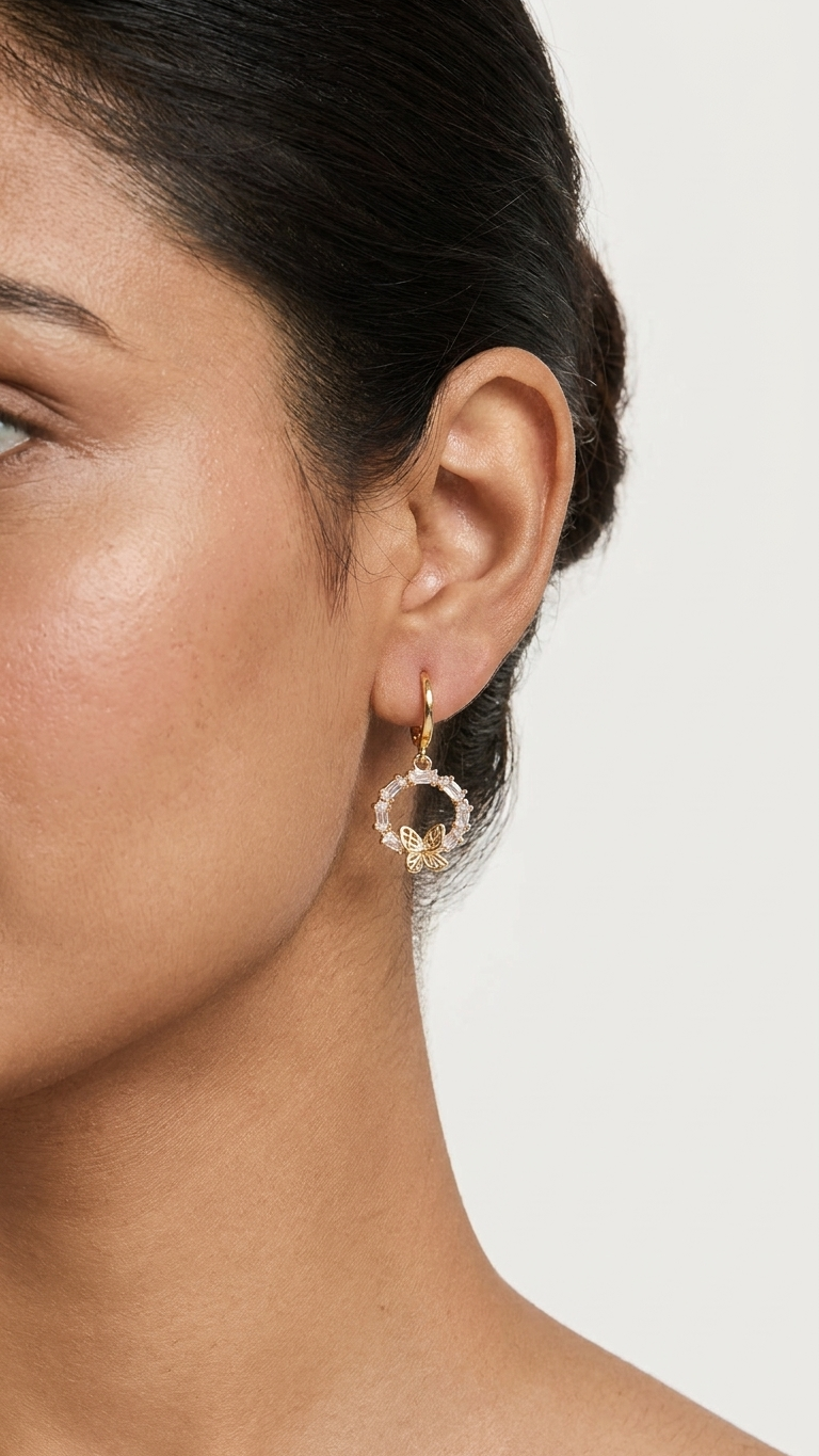 Butterfly Bloom Crystal Hoop Earrings