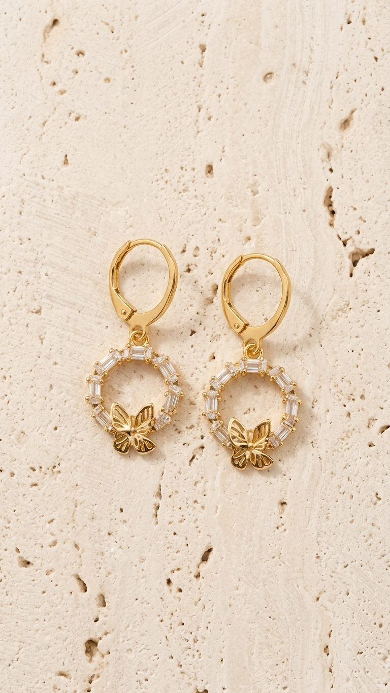 Butterfly Bloom Crystal Hoop Earrings