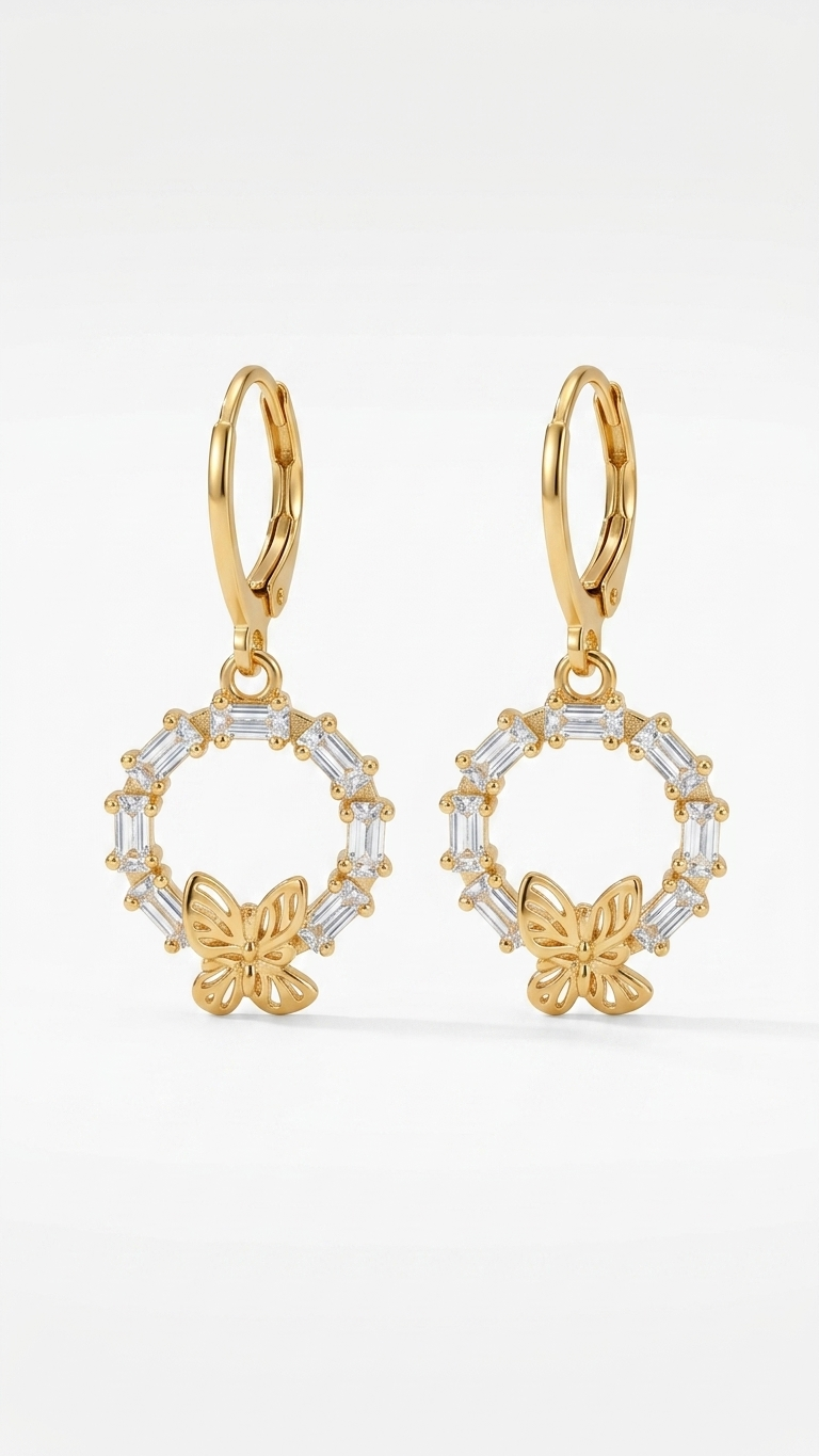 Butterfly Bloom Crystal Hoop Earrings