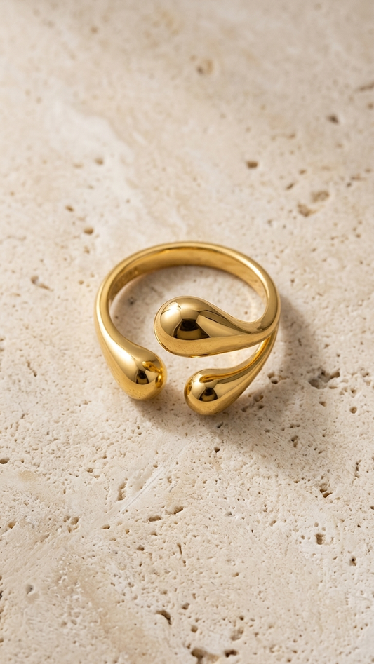 Golden Teardrop Open Ring