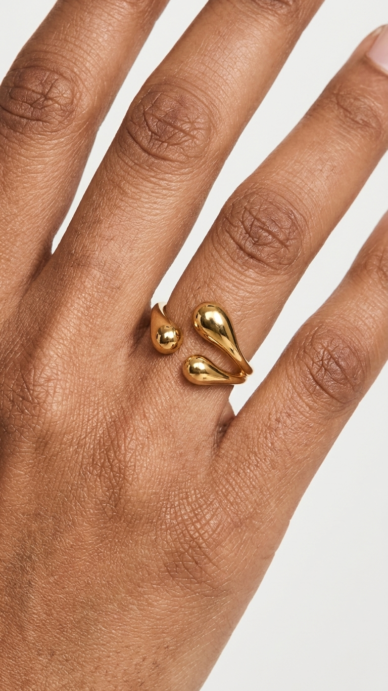 Golden Teardrop Open Ring