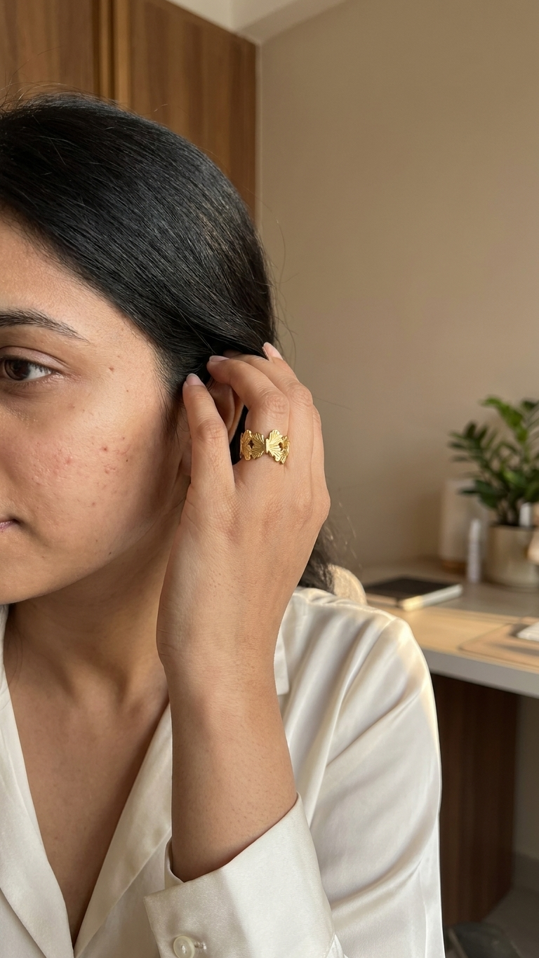 Golden Butterfly Adjustable Ring