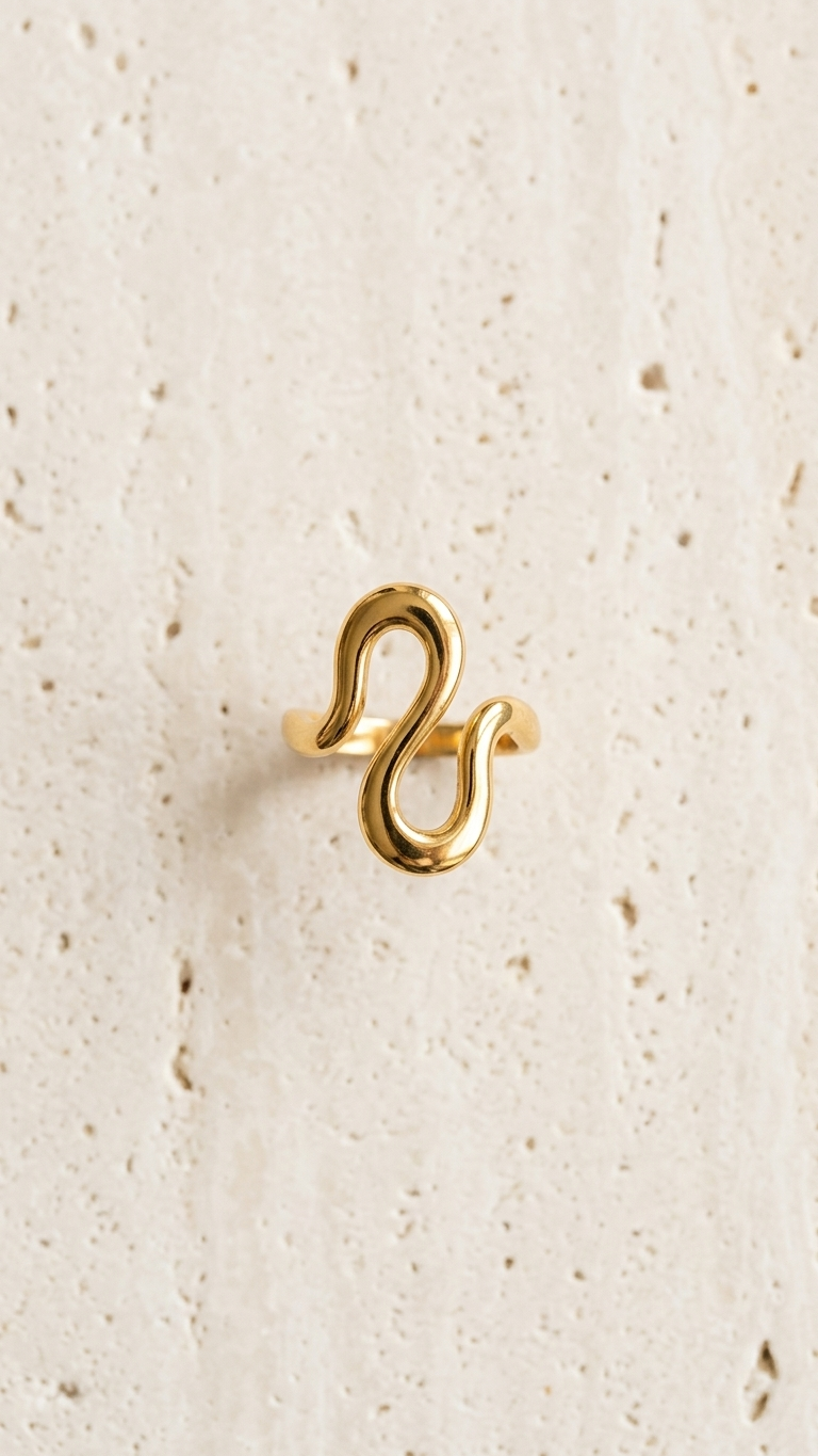 Golden Wave Adjustable Ring