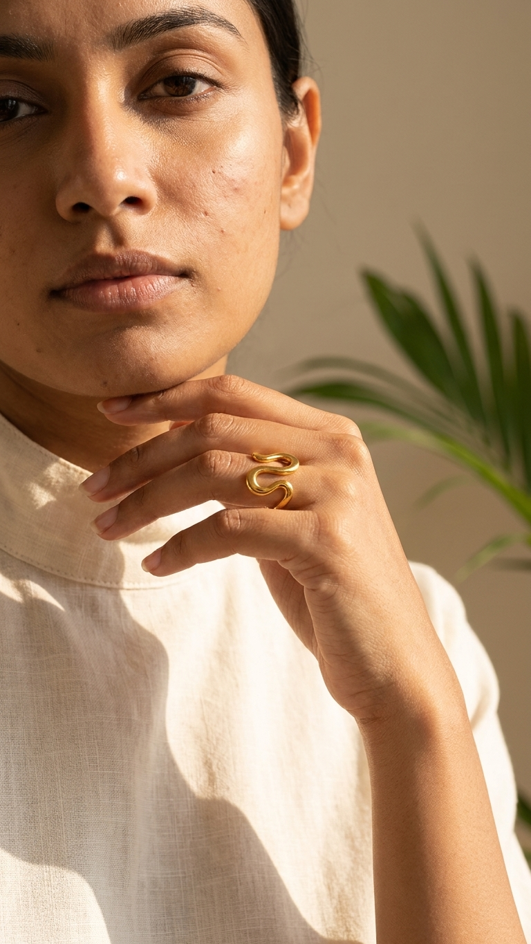 Golden Wave Adjustable Ring