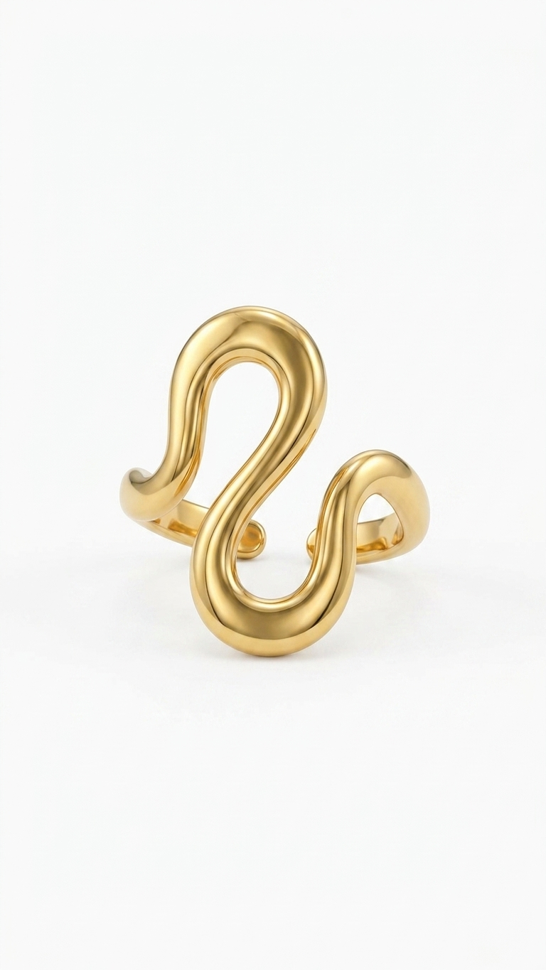 Golden Wave Adjustable Ring