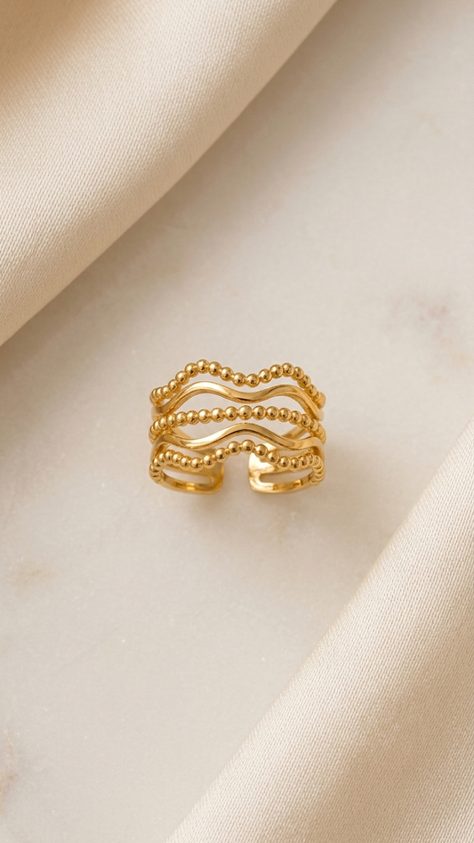 Golden Wave Adjustable Ring