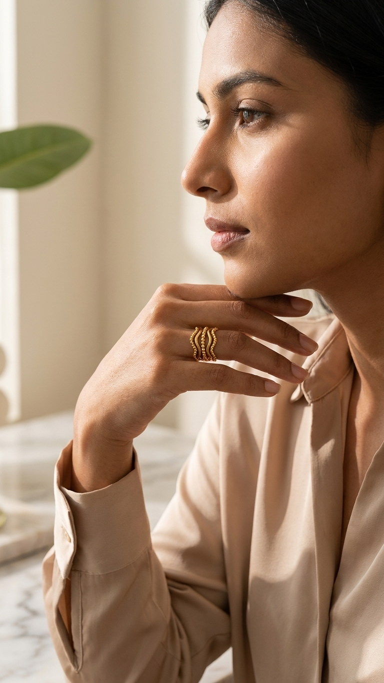 Golden Wave Adjustable Ring