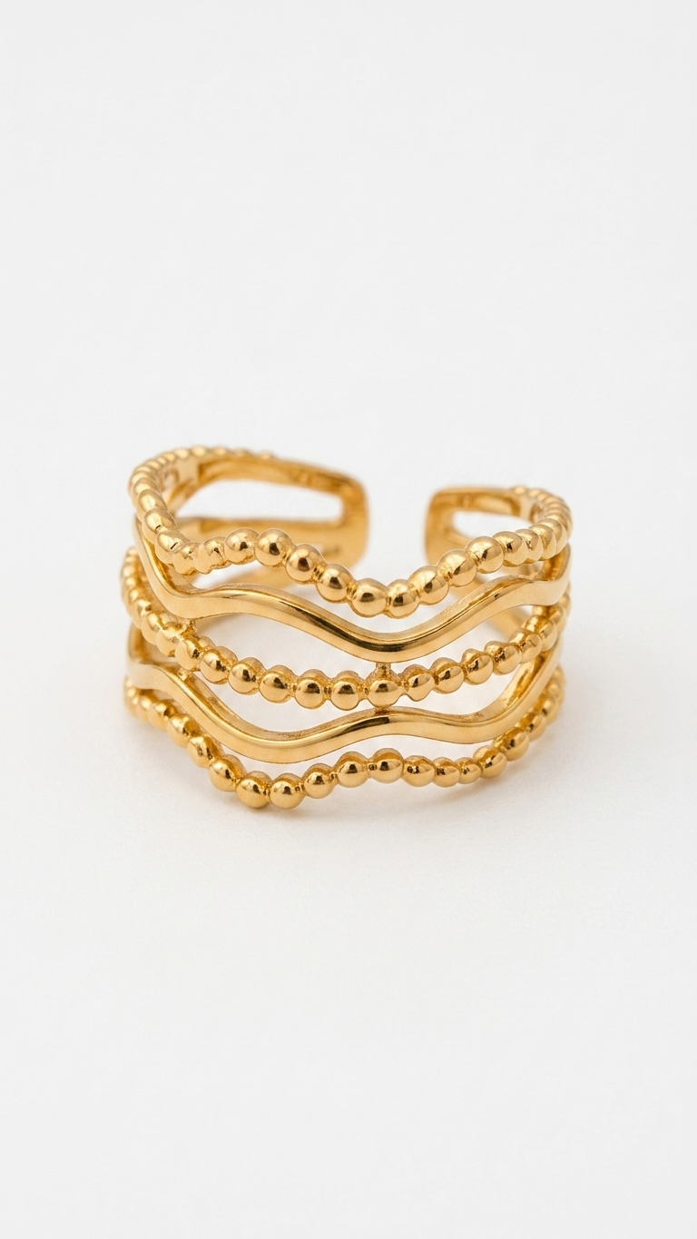 Golden Wave Adjustable Ring