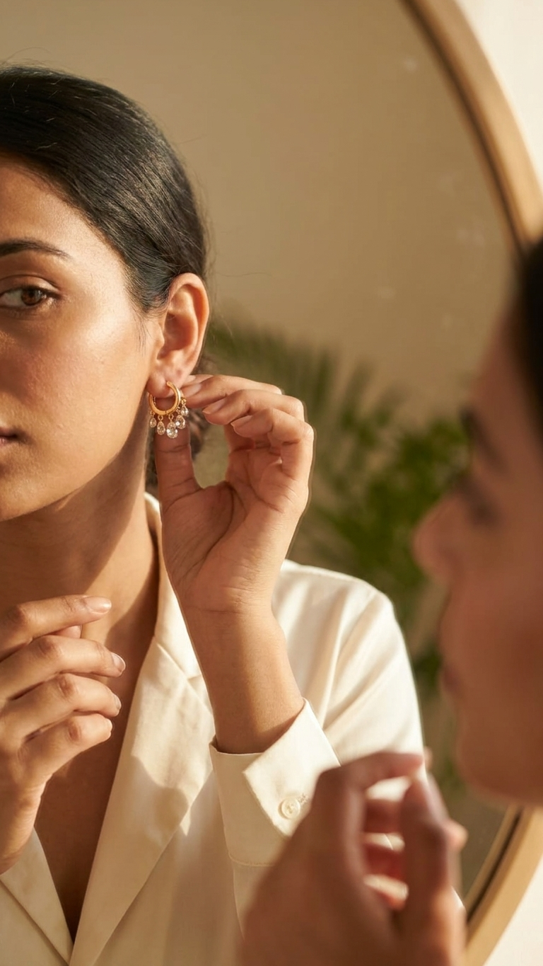 Aurelia Crystal Drop Hoop Earrings