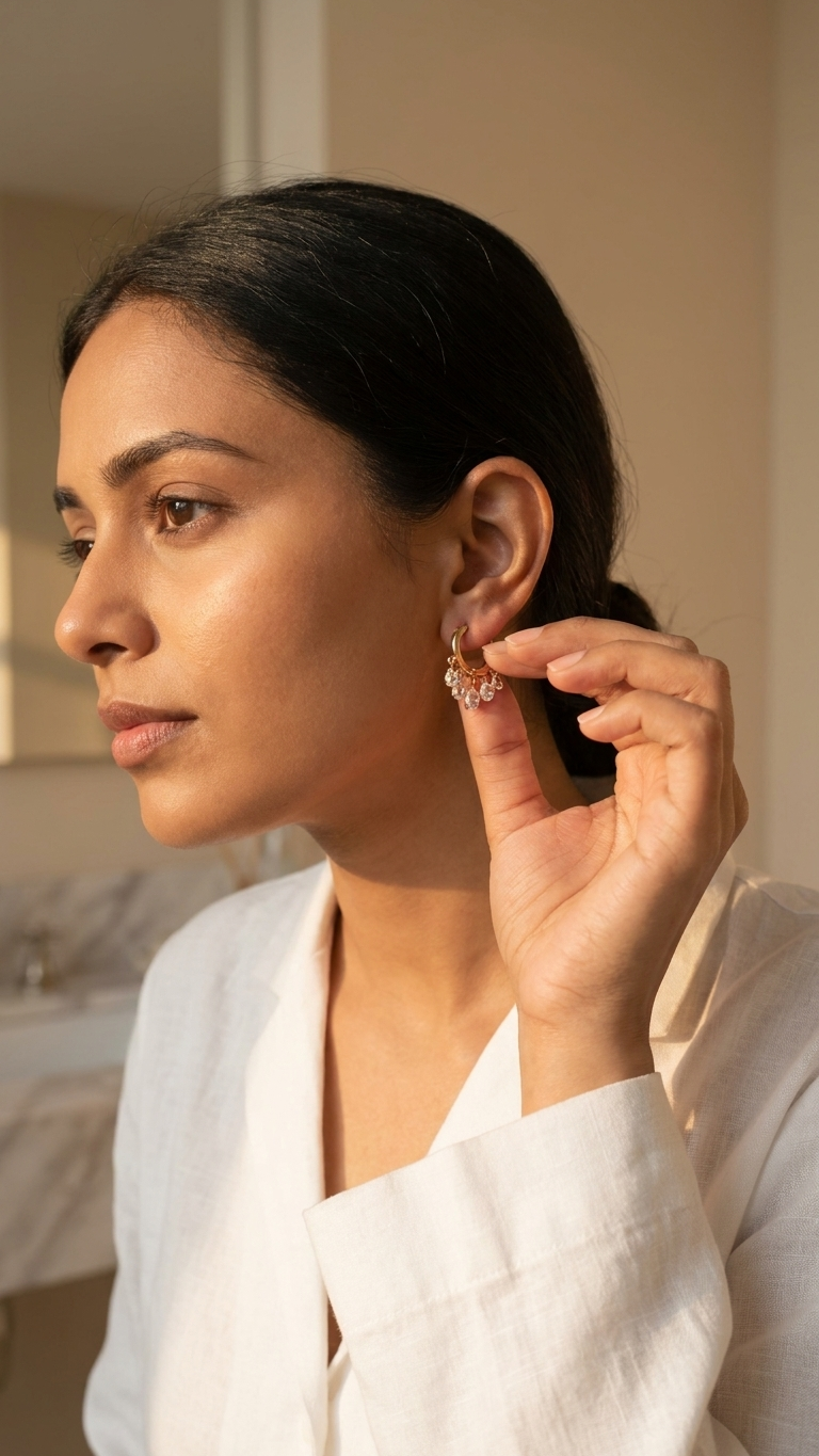 Aurelia Crystal Drop Hoop Earrings