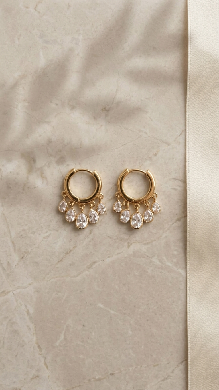 Aurelia Crystal Drop Hoop Earrings