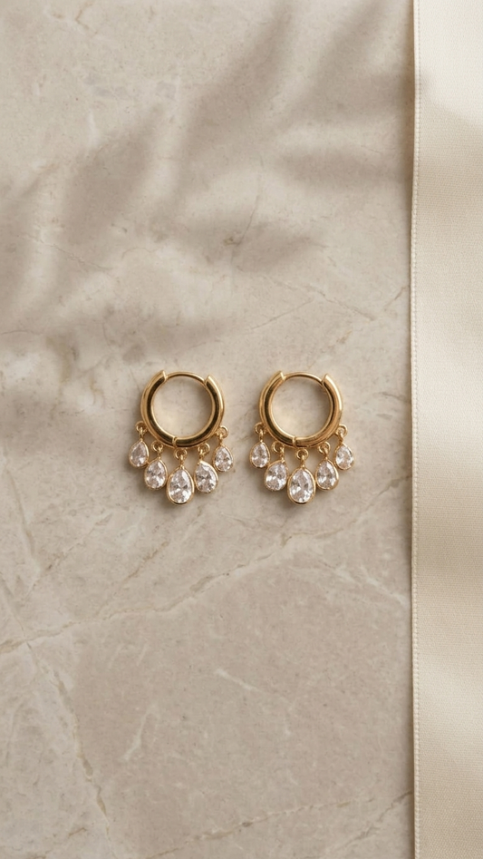 Aurelia Crystal Drop Hoop Earrings
