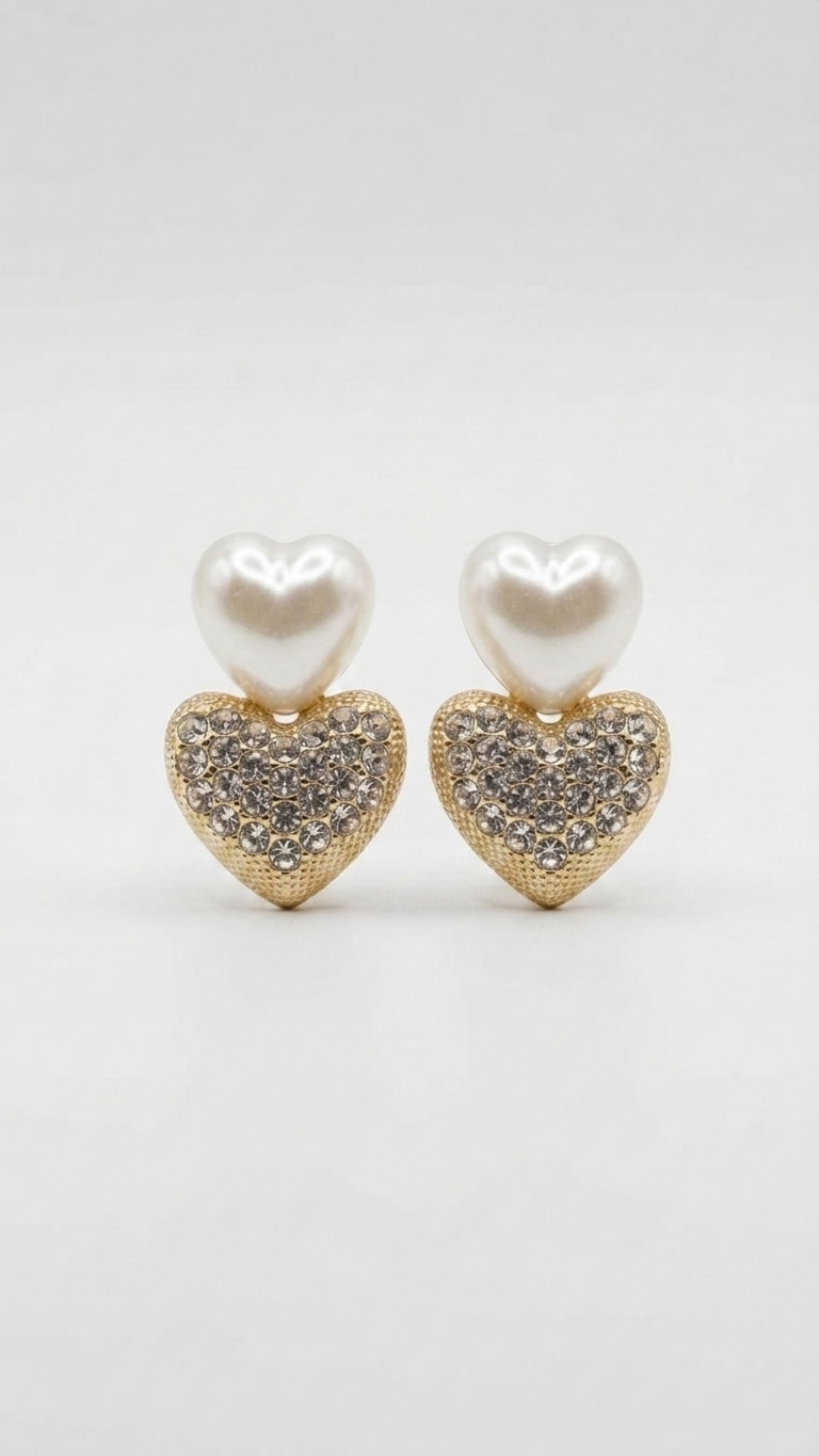 Amora Pearl Heart Stud Earrings