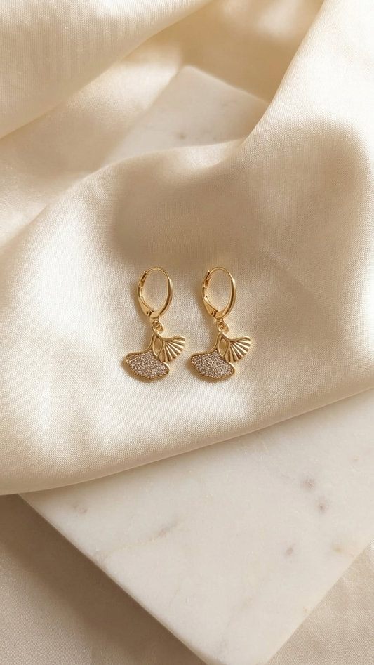 Ginkgo Glow Crystal Hoop Earrings
