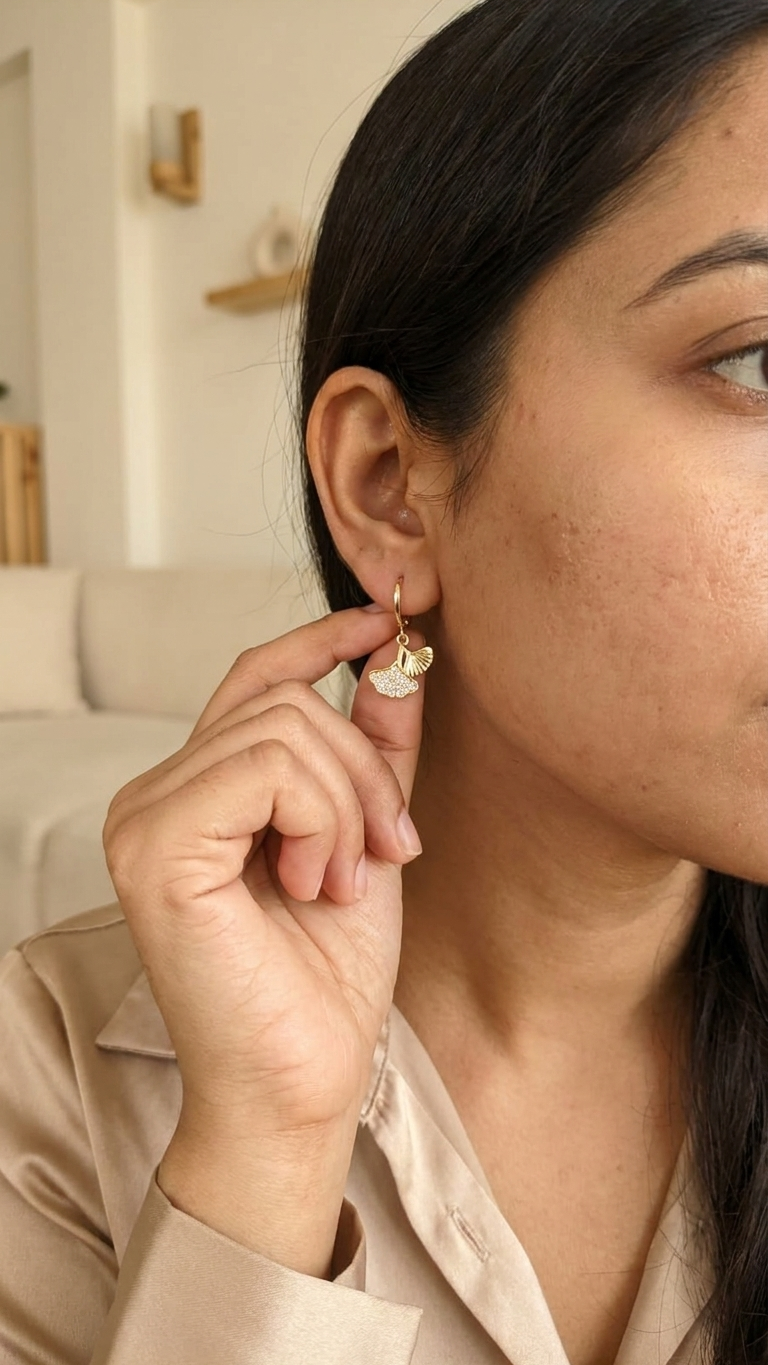 Ginkgo Glow Crystal Hoop Earrings