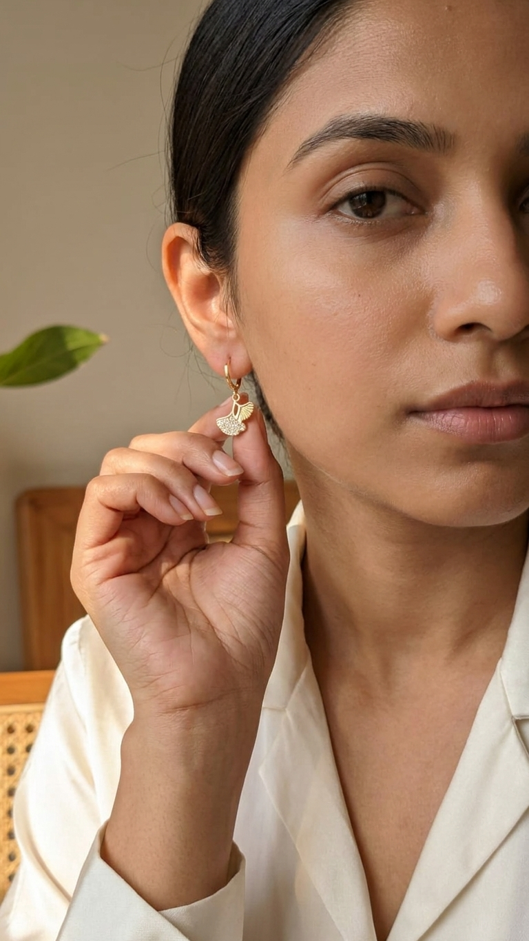 Ginkgo Glow Crystal Hoop Earrings