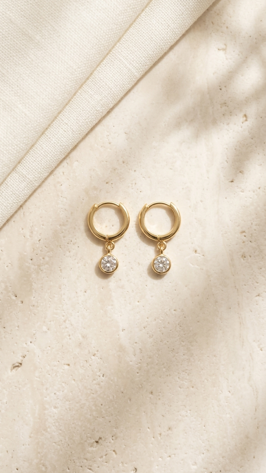 Elara Crystal Huggie Hoop Earrings