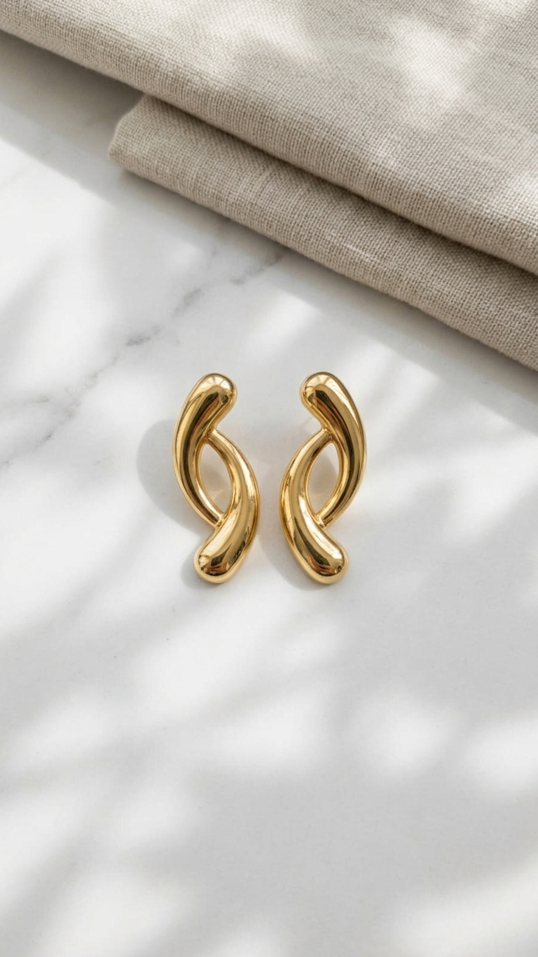 Serena Twist Gold Stud Earrings