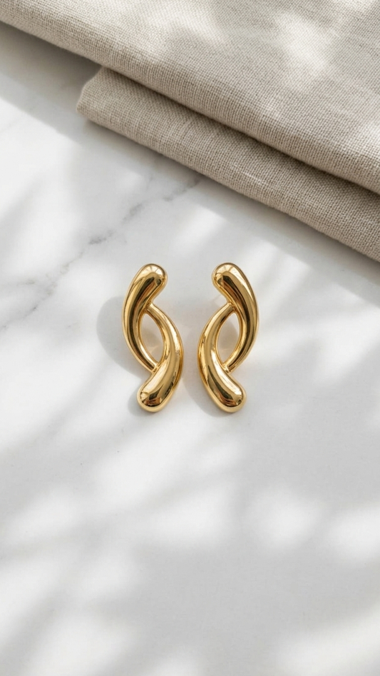 Serena Twist Gold Stud Earrings