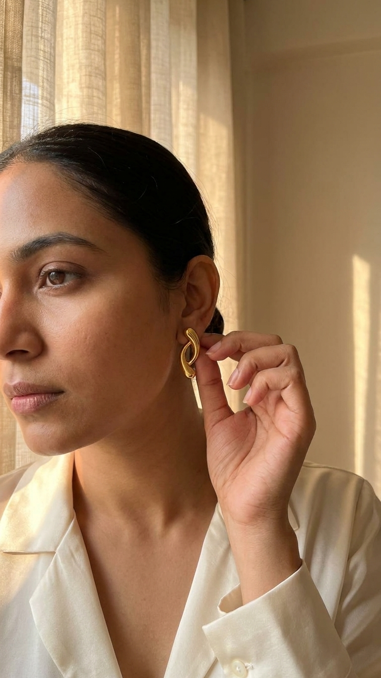 Serena Twist Gold Stud Earrings