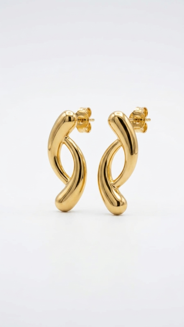 Serena Twist Gold Stud Earrings