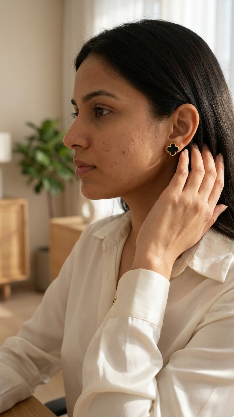 Noir Clover Stud Earrings